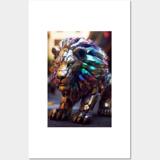 Iridescent Robot Lion Posters and Art